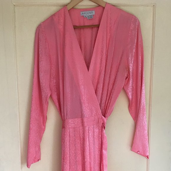 ARGENTI Barbie pink vintage pink silk wrap dress, sz 8 - Picture 3 of 5